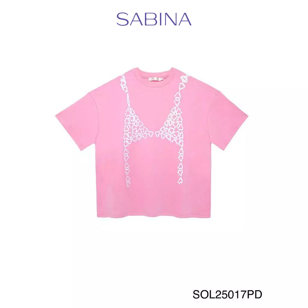 PIPATCHARA x SABINA เสื้อยืดทรงโอเวอร์ไซซ์ รหัส SOL25017PD - สีชมพู