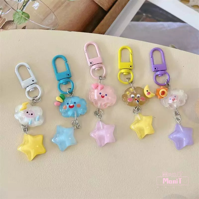 [MTech]Key Chain keyring พวงกุญแจ จี้เมฆ แป้งแวววาว น่ารัก สไตล์เกาหลี นักเรียน ผู้ชายและผู้หญิง สําหรับกระเป๋านักเรียน