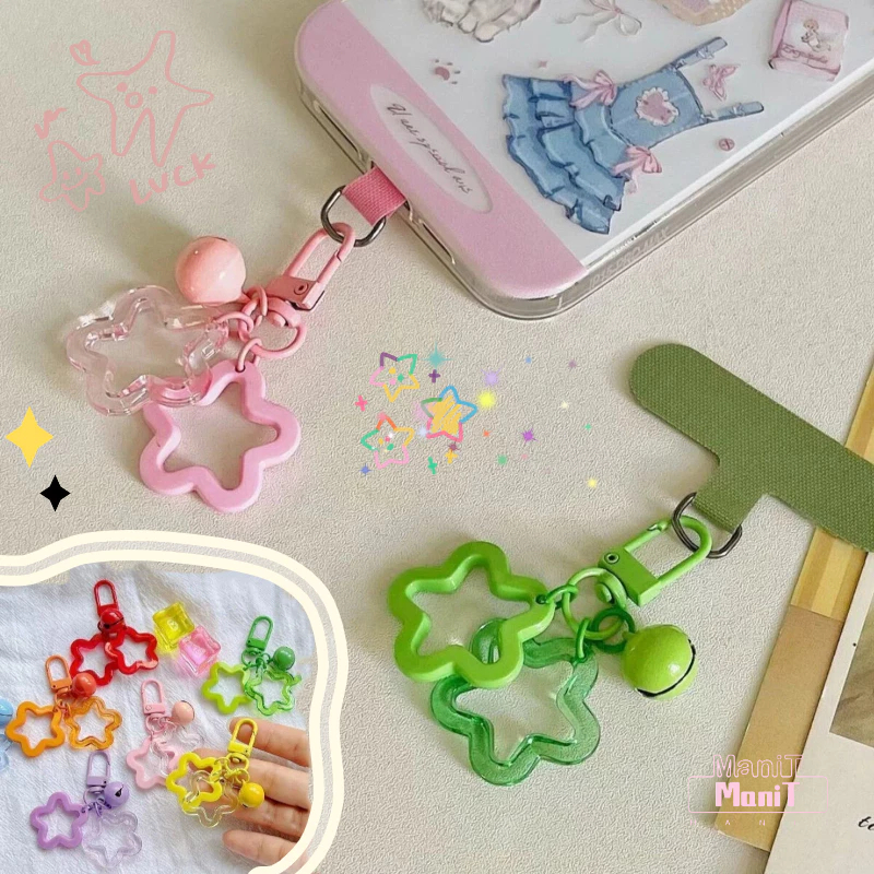 [MTech]พวงกุญแจ Anti-Lost keyring น่ารัก เชือกแขวนโทรศัพท์ พวงกุญแจกระดิ่งดาวห้าแฉกพวงกุญแจสีลูกกวาดจี้ดาวกล