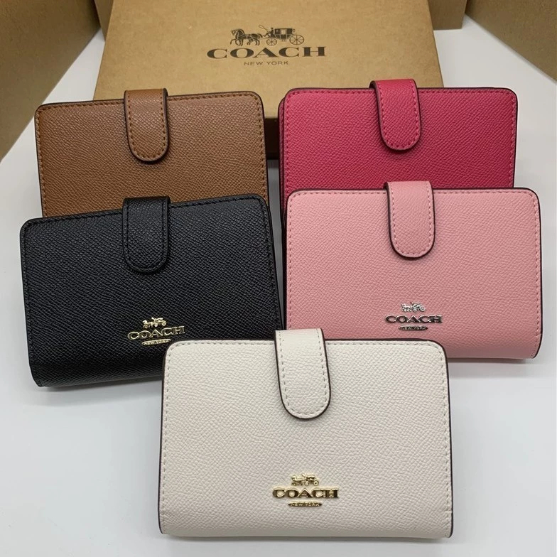 Medium Corner Zip Wallet F11484 กระเป๋าสตางค์ผู้หญิง กระเป๋าสตางค์ แบบพับ หนังเรียบ Y66U31E9