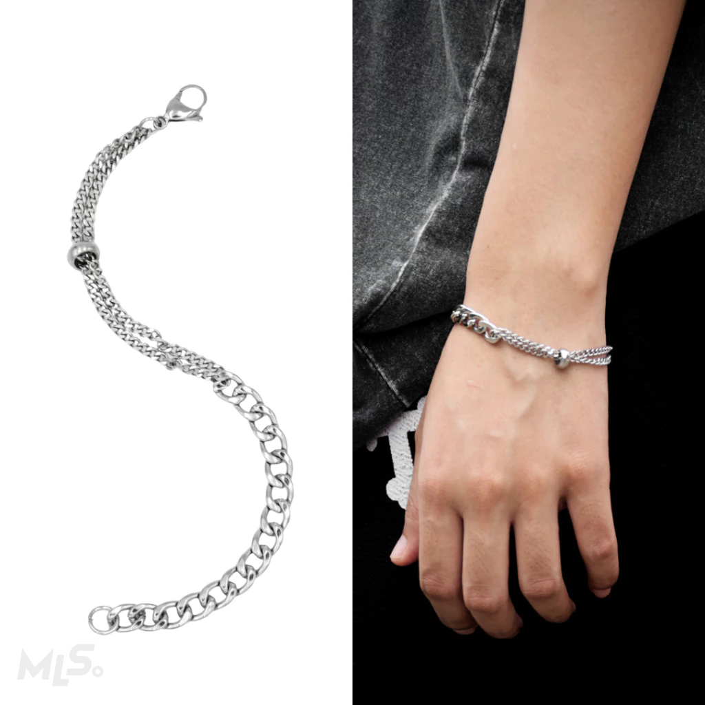 MLS | Dual สร้อยข้อมือสแตนเลส โซ่สองลาย ดีไซน์ใหม่