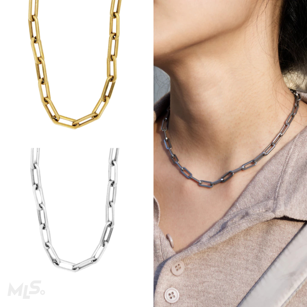 MLS | สร้อยคอ SET G สแตนเลสแท้ ลายโซ่ มี 3 ขนาด สีเงิน/สีทอง