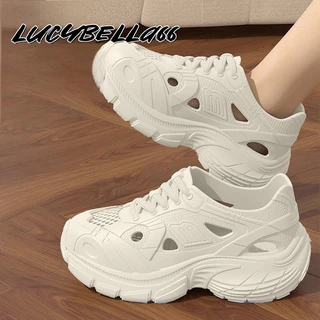LucyBella66 รองเท้าผ้าใบ ก้นหนา EVA รกันน้ำ ผู้หญิง ระบายอากาศได้ กันลื่น1749716475750