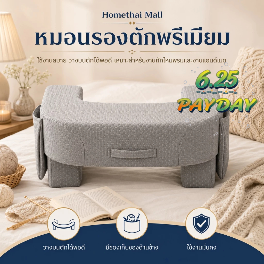 HT หมอนอิงสำหรับอ่านหนังสือ นั่งสบายตอนทำงานหรืออ่านหนังสือ ถอดออกและซักได้ หมอนที่พักแขน แบบฟองน้ำความหนาแน่นสูง