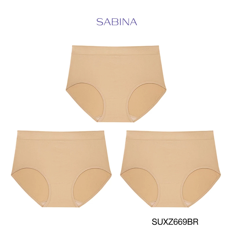 Sabina (Set 3 ชิ้น) ซาบีน่า กางเกงชั้นใน Panty Zone ทอถุง รหัส SUXZ669BR สีน้ำตาล