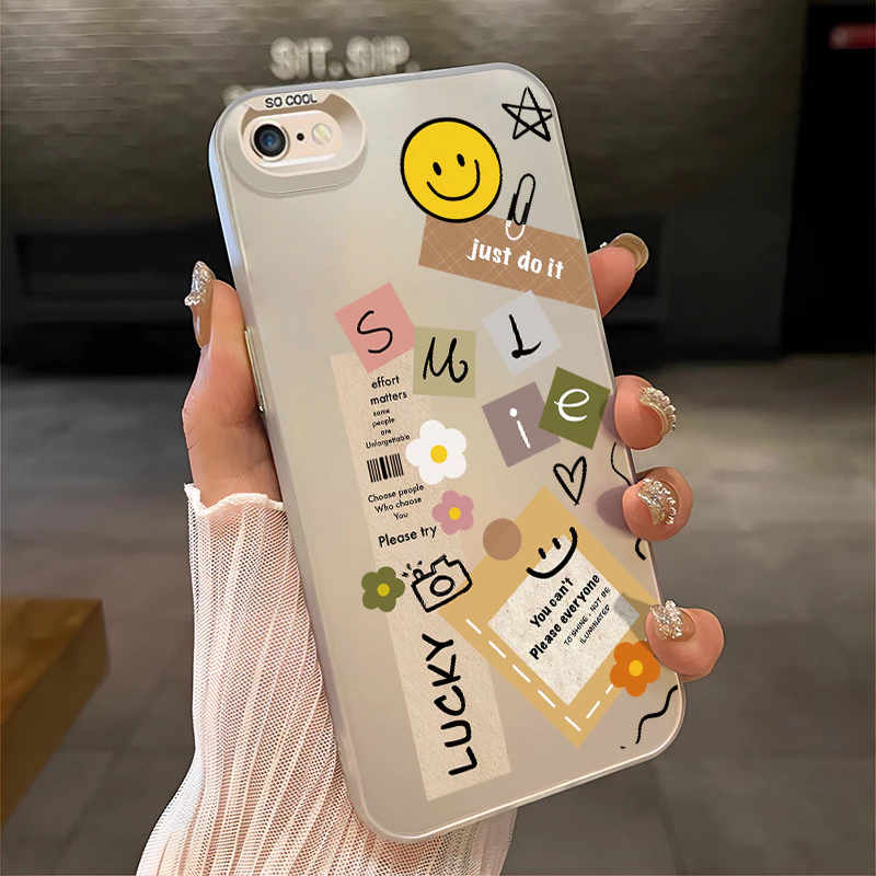 เคสสำหรับ iPhone 6 Plus 6s Plus 7 Plus 8 Plus SE 2020 X Xr Xs Max เคสโทรศัพท์รอยยิ้มดอกไม้รูปหัวใจกันกระแทก