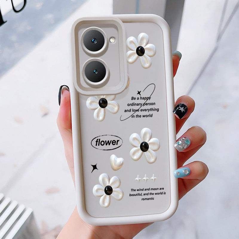 เคสสำหรับ VIVO Y03 Y03T Y18 Y18i Y18e Y18t Y18s Y28e 5G เคสโทรศัพท์ดอกไม้สามสีซิลิโคนกันกระแทก