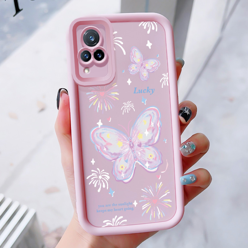 เคสสำหรับ VIVO V21 4G V21 5G เคสโทรศัพท์ผีเสื้อที่สวยงามซิลิโคนกันกระแทก