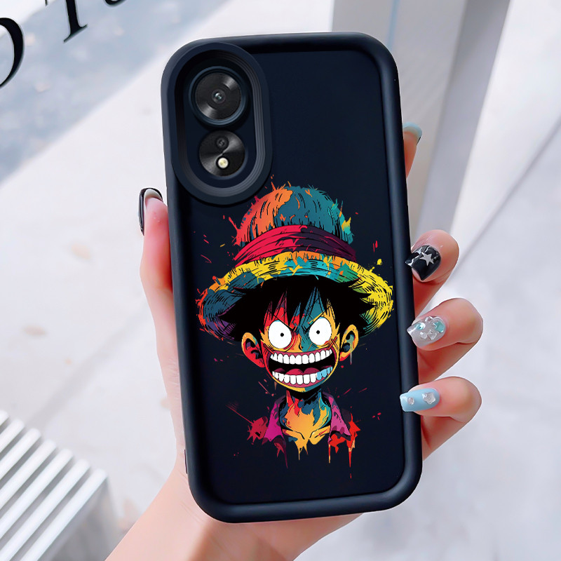 เคสสำหรับ OPPO A18 A38 A2x เคสโทรศัพท์ตัวเอกอนิเมะสามสีซิลิโคนกันกระแทก