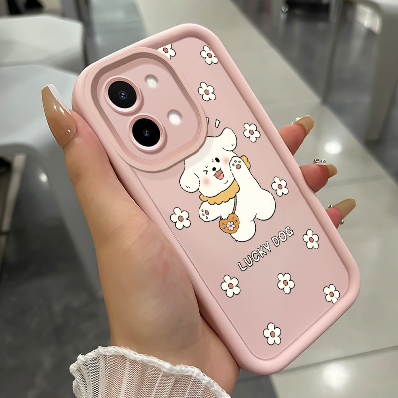 เคสสำหรับ VIVO Y28 2024 เคสโทรศัพท์สุนัขนําโชคสามสีซิลิโคนกันกระแทก