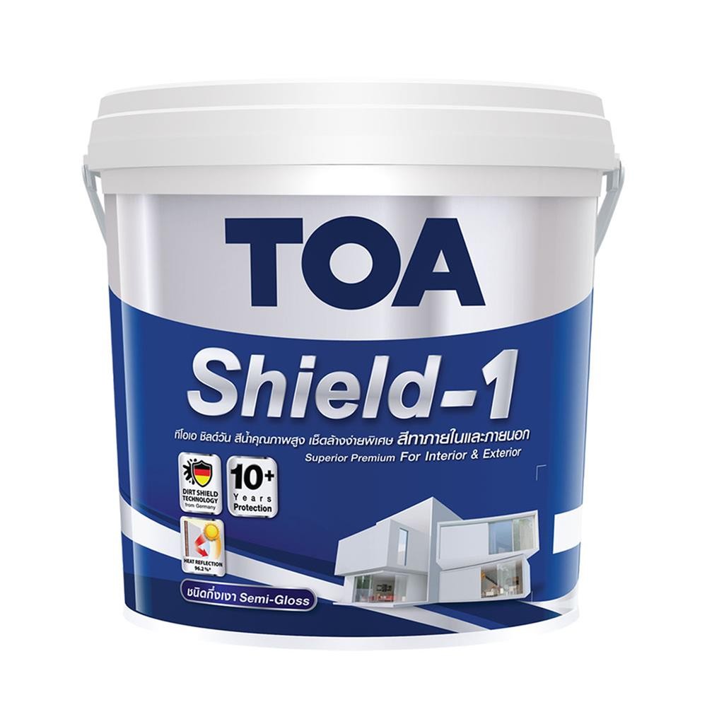 TOA สีน้ำทาภายนอก ชนิดกึ่งเงา SHIELD-1 BASE D สีขาว 2.5 แกลลอน จัดส่งโดย HomePro