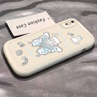 เคสสำหรับ iPhone X Xs Xr Xs Max 7 Plus 8 Plus เคสโทรศัพท์แมวผีเสื้อกันกระแทกป้องกันการตก
