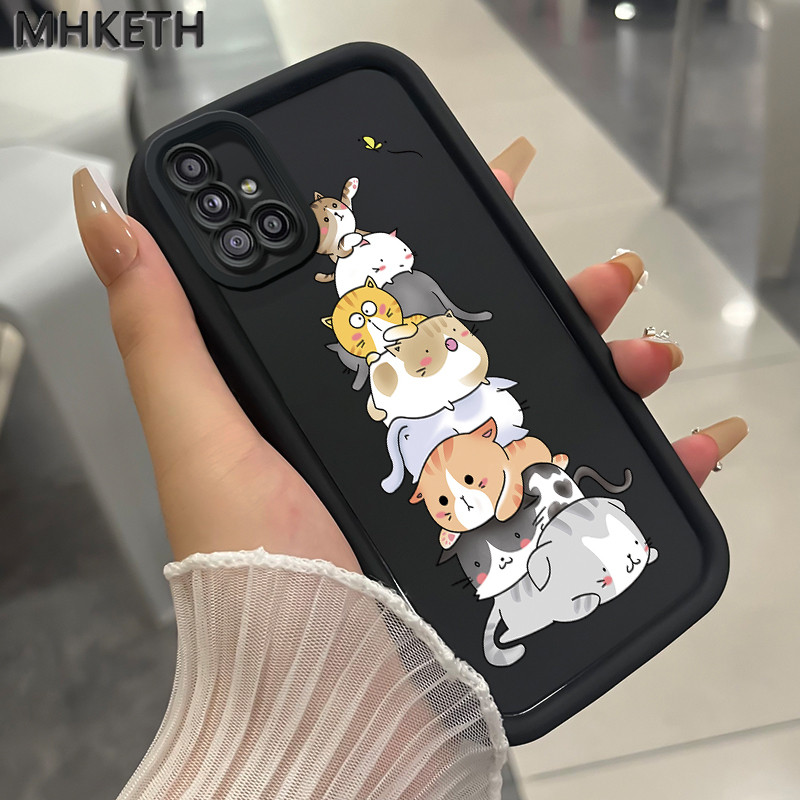 MHKETH เคสสำหรับ Samsung Galaxy A51 M40s เคสโทรศัพท์ลายการ์ตูนแมวน่ารัก