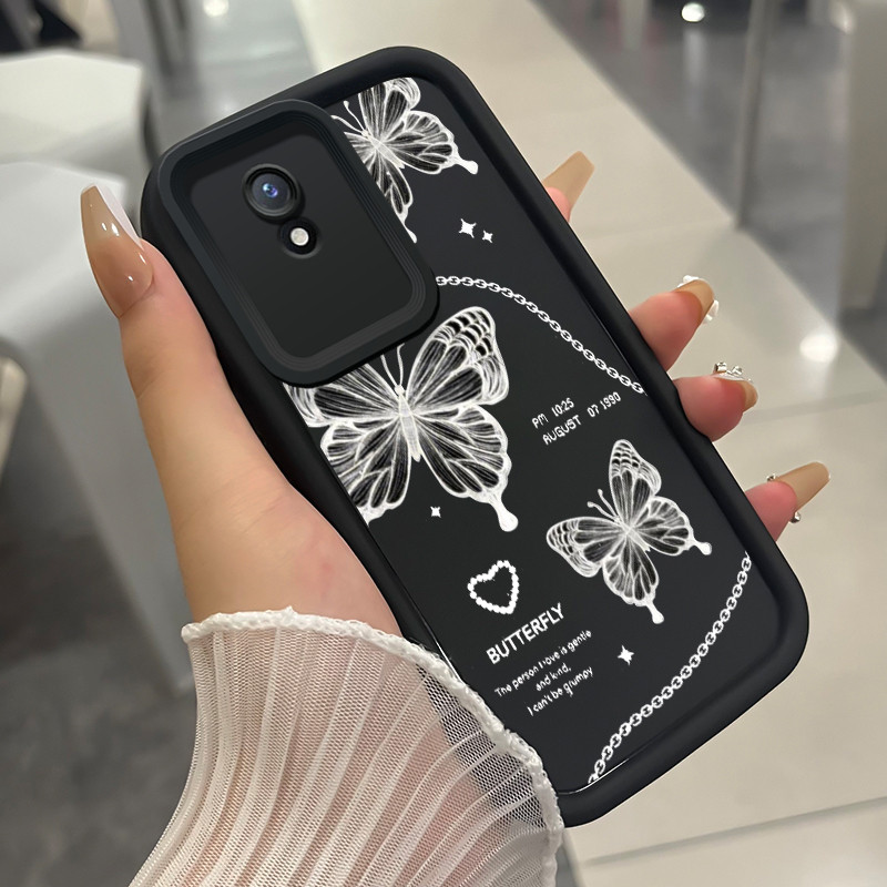 เคสสำหรับ VIVO Y02 Y02A Y02s Y02T เคสโทรศัพท์ผีเสื้อสวยสามสีซิลิโคนกันกระแทก