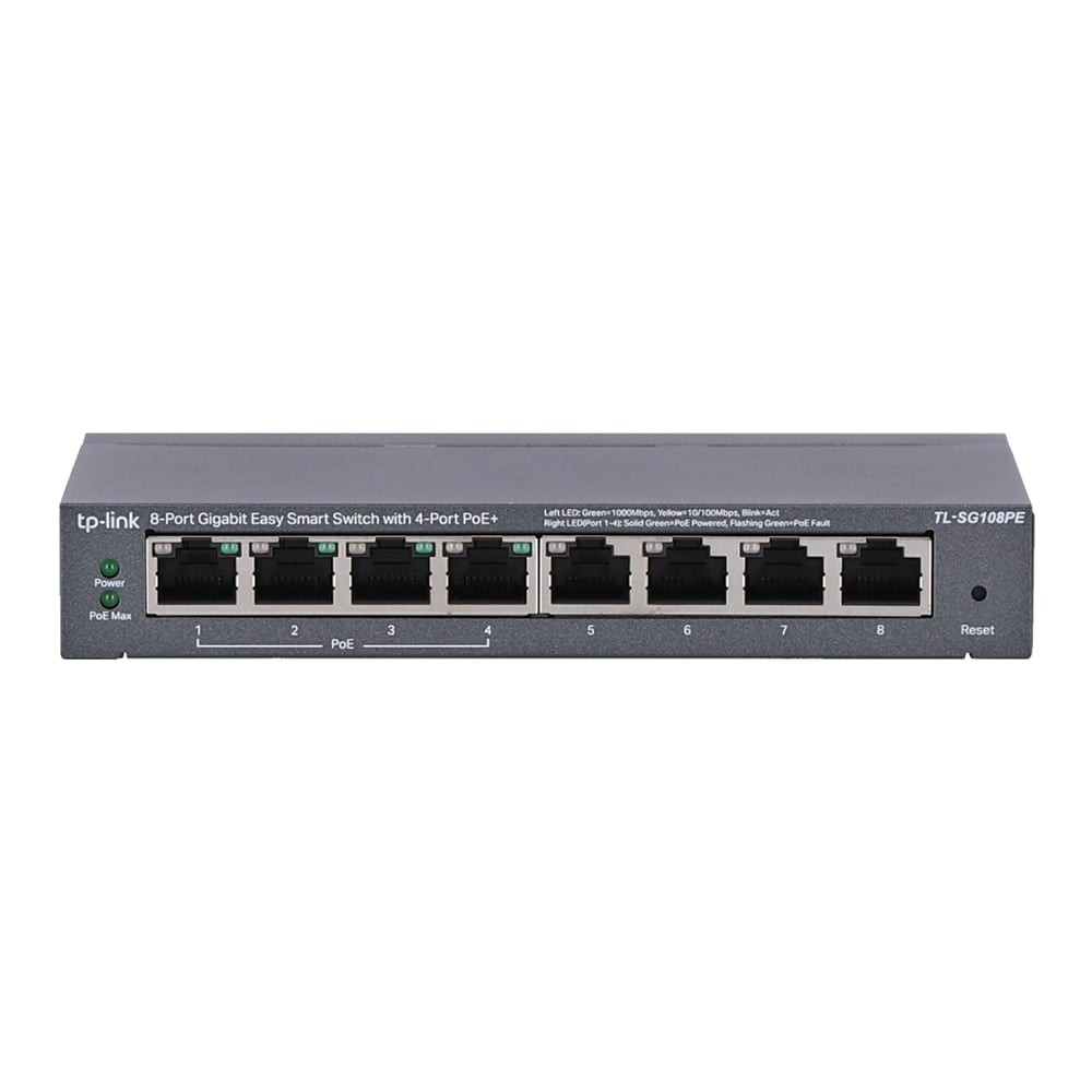 อุปกรณ์เครือข่าย SWITCH (สวิตช์) TP-LINK TL-SG108PE 8-PORT GIGABIT EASY SMART SWITCH WITH 4-PORT PoE