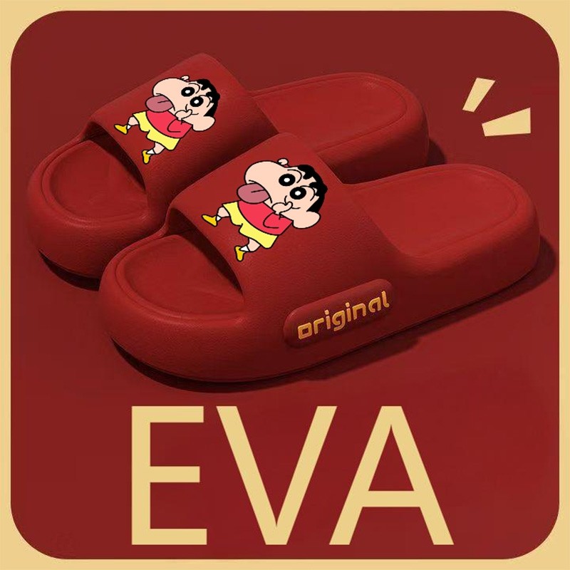 Youth Shines ดินสอสี ชินจัง รองเท้าแตะแบบสวม กันลื่น รองเท้าชายหาด สำหรับผู้ชายและผู้หญิง มี 4 สีให้เลือก1755143567995