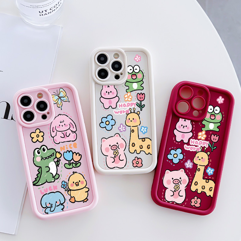 เคสสำหรับ VIVO Y91C Y90 Y1s เคสโทรศัพท์สัตว์น่ารักสามสีซิลิโคนกันกระแทก - รูปที่ 3