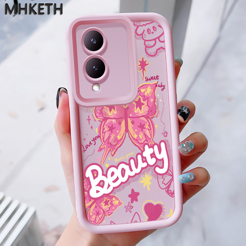 MHKEID เคสสำหรับ VIVO Y17S Y36i G2 Y28 5G เคสระเบิดป้องกันซิลิโคนรูปผีเสื้อเคสโทรศัพท์อันสวยงาม