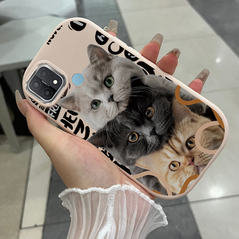 เคสสำหรับ OPPO A15 A15s A35 เคสโทรศัพท์แมวกันกระแทกกลมและอ้วน
