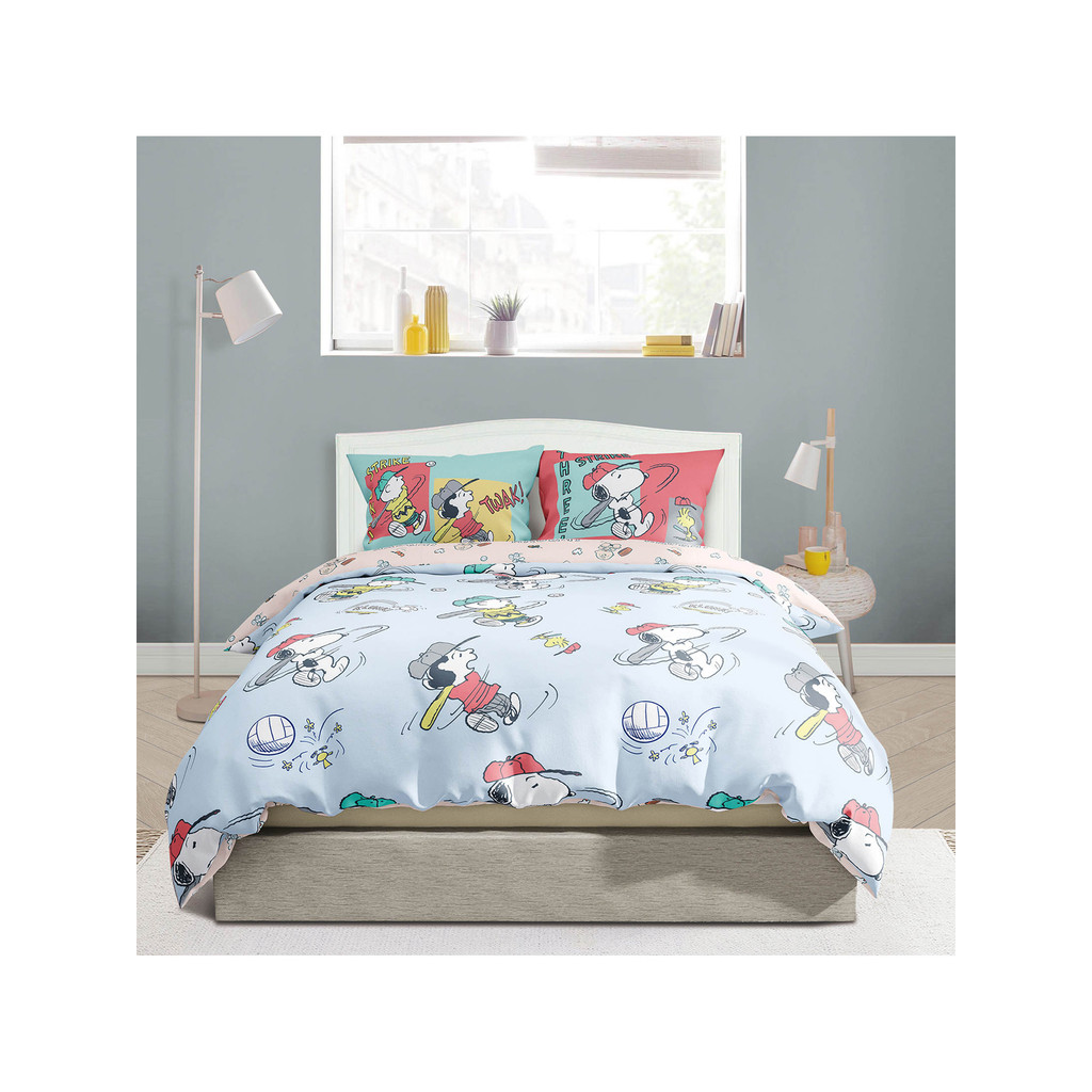 ESQUIRE ชุดผ้าปูที่นอน เนื้อผ้า Microtech กันไรฝุ่น เซ็ต 5ชิ้น ผ้าปู ปลอกหมอน ผ้านวม ลายSnoopy ลิขสิ