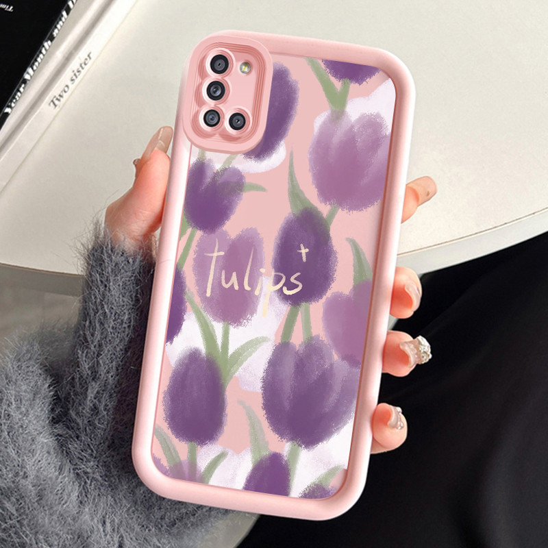 เคสสำหรับ Samsung Galaxy A31 เคสโทรศัพท์ทิวลิปสามสีซิลิโคนกันกระแทก