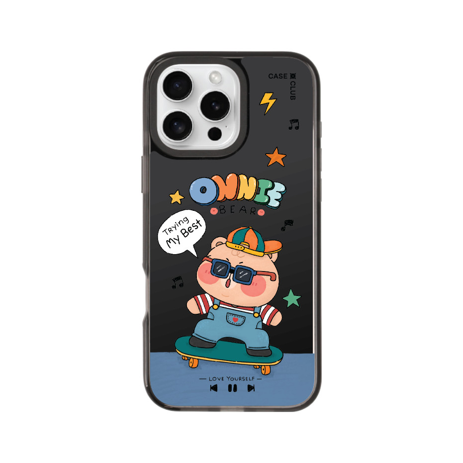 CaseClub เคสไอโฟน เคส กระจก Onnie Bear Skateboard