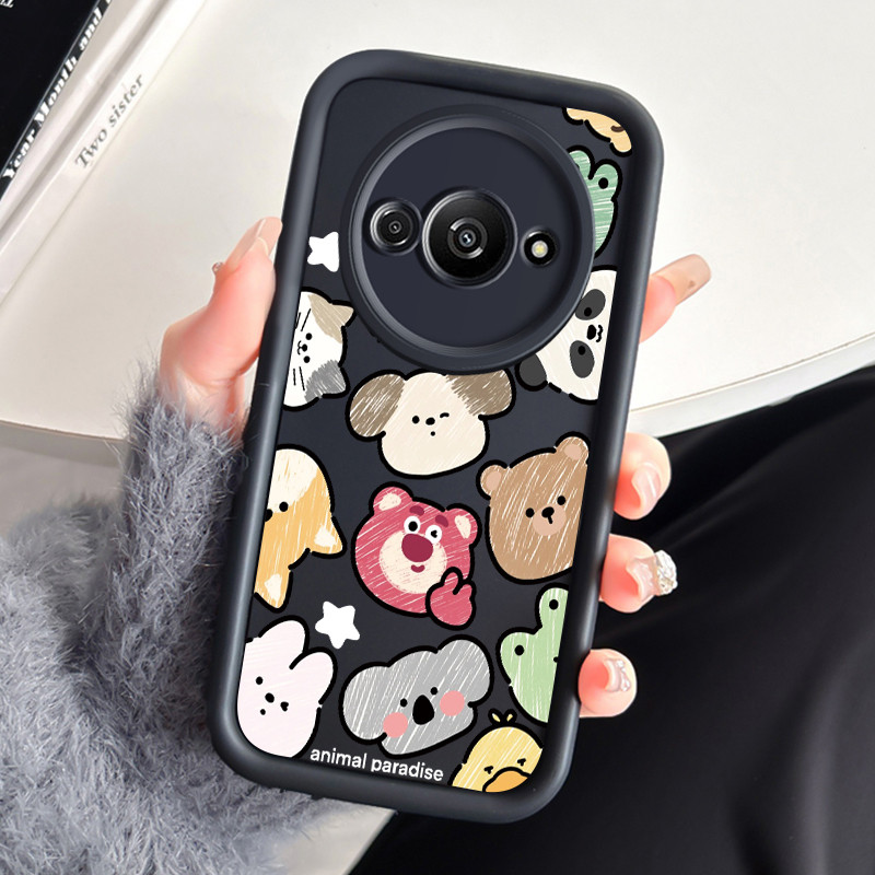 เคสสำหรับ Xiaomi Redmi A3 A3X POCO C61 เคสโทรศัพท์สัตว์น่ารักสามสีซิลิโคนกันกระแทก