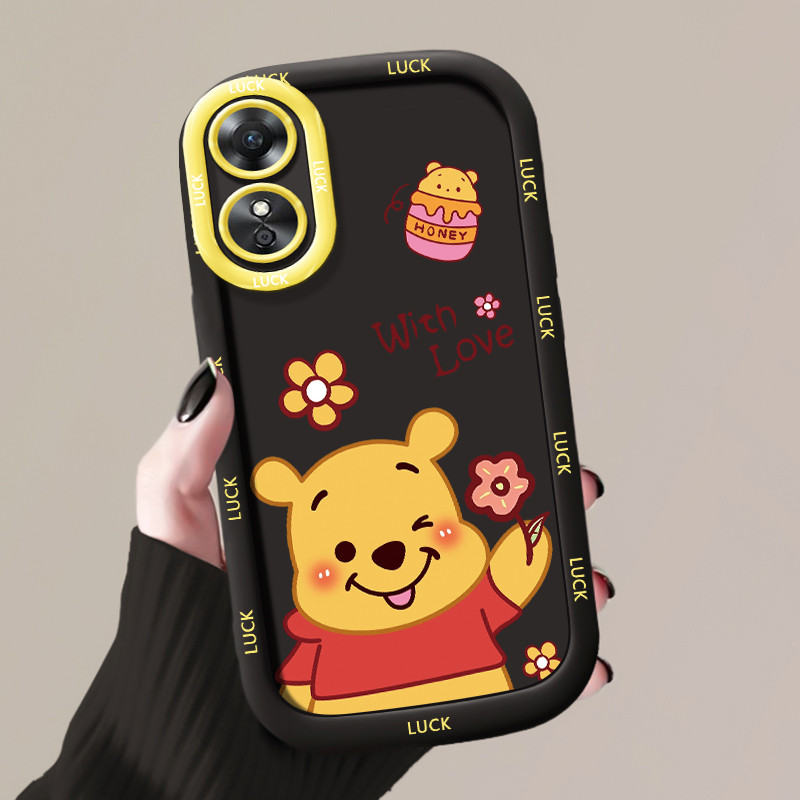 เคสสำหรับ OPPO A17 A17K เคสโทรศัพท์หมีหมูกันกระแทกป้องกันการตก