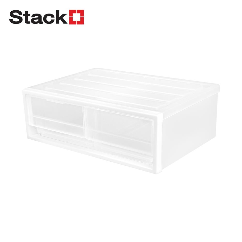HomePro กล่องลิ้นชัก 2 ช่อง  CK-12 19.5x27.5x9.5 ซม. สีขาว แบรนด์ STACKO