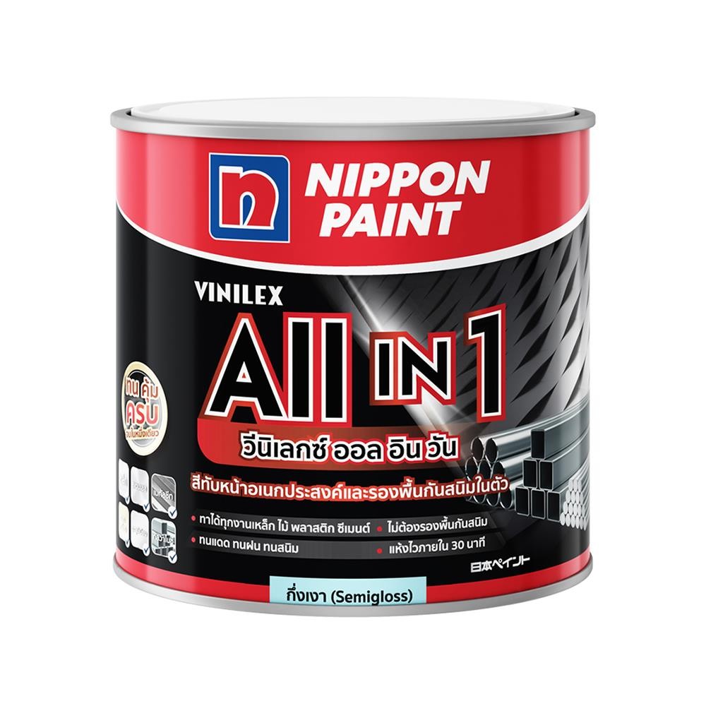 NIPPON PAINT สีน้ำมัน VINILEX ALL IN 1 #S914 สีดำ กึ่งเงา 1 แกลลอน จัดส่งโดย HomePro