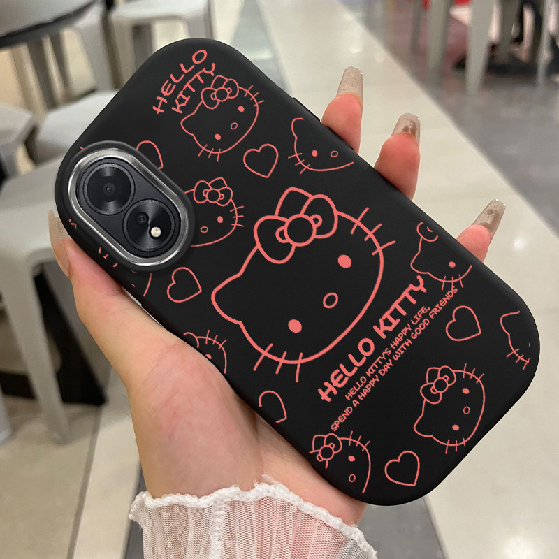 เคสสำหรับ OPPO A18 A38 เคสโทรศัพท์แมวกันกระแทกกลมและอ้วน