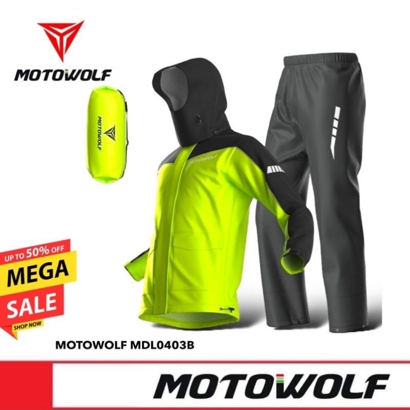 ส่งด่วน⚡️MOTOWOLF MDL 0403 Raincoat เสื้อกันฝนขี่มอเตอร์ไซด์ ชุดกันฝน เสื้อกันฝนพร้อมกางเกง