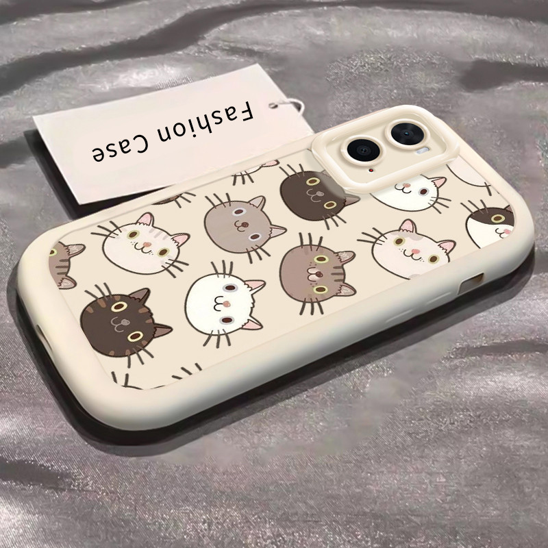 เคสสำหรับ OPPO A36 A76 A96 เคสโทรศัพท์แมวเปลือกแก้วกันกระแทก