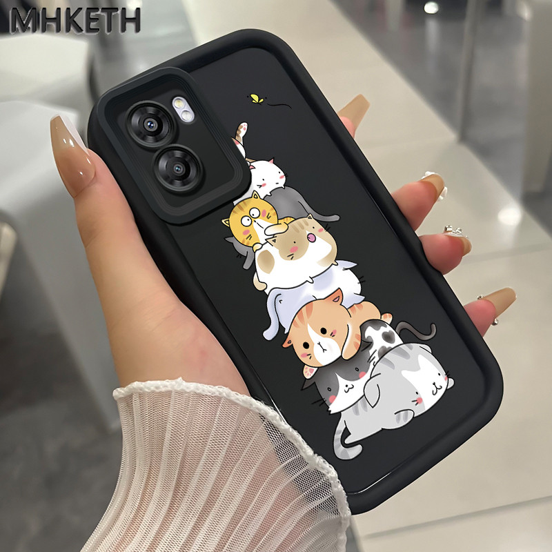 MHKETH เคสสำหรับ OPPO A57 2022 A77 A2022 A57s A57e A77s เคสโทรศัพท์ลายการ์ตูนแมวน่ารัก
