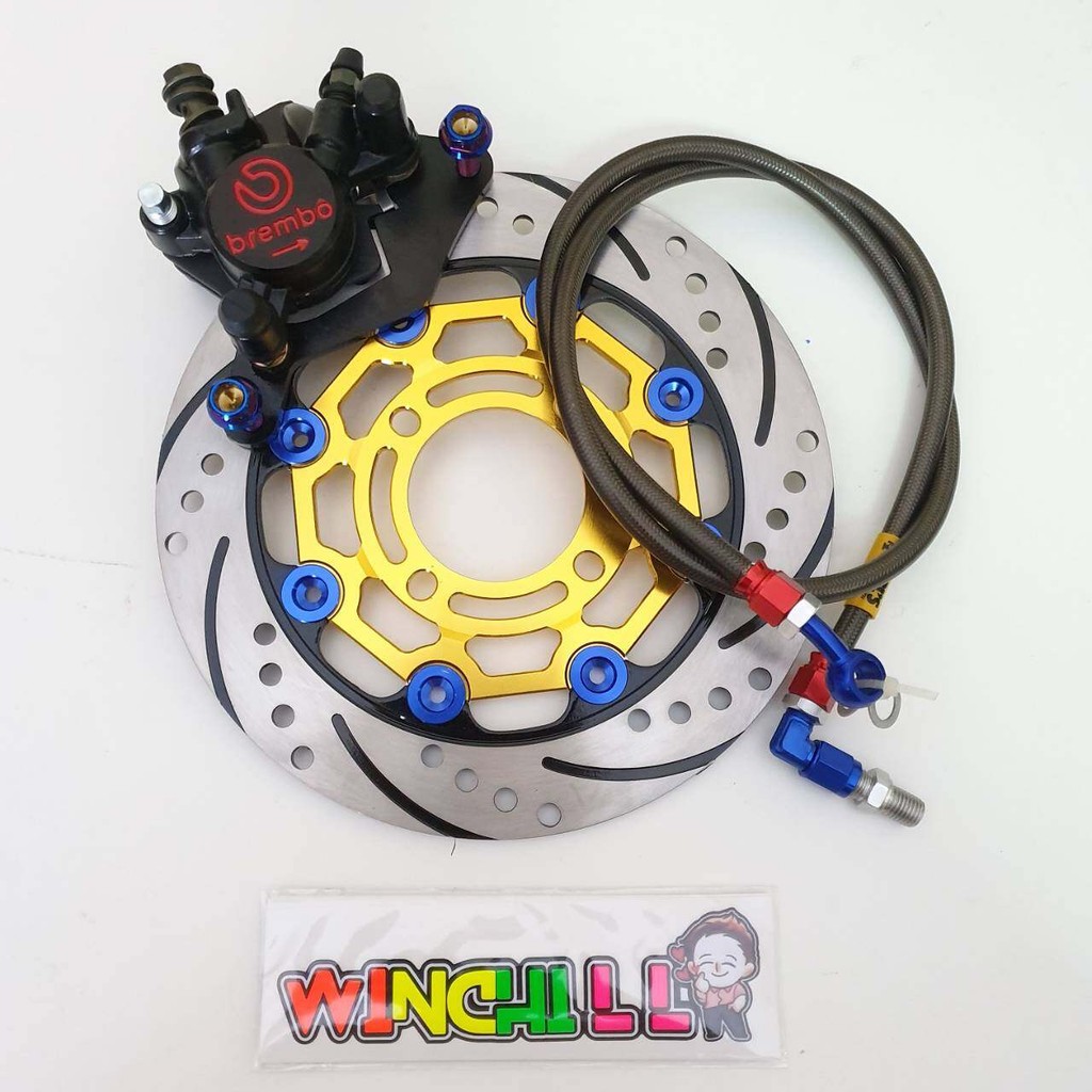 ปั๊มโลโก้ สีดำ + จานดิสเบรค +สายเบรค + น็อต WAVE110i / WAVE125ปลาวาฬ / CZI ของแต่งwave110i ****ชุดปั