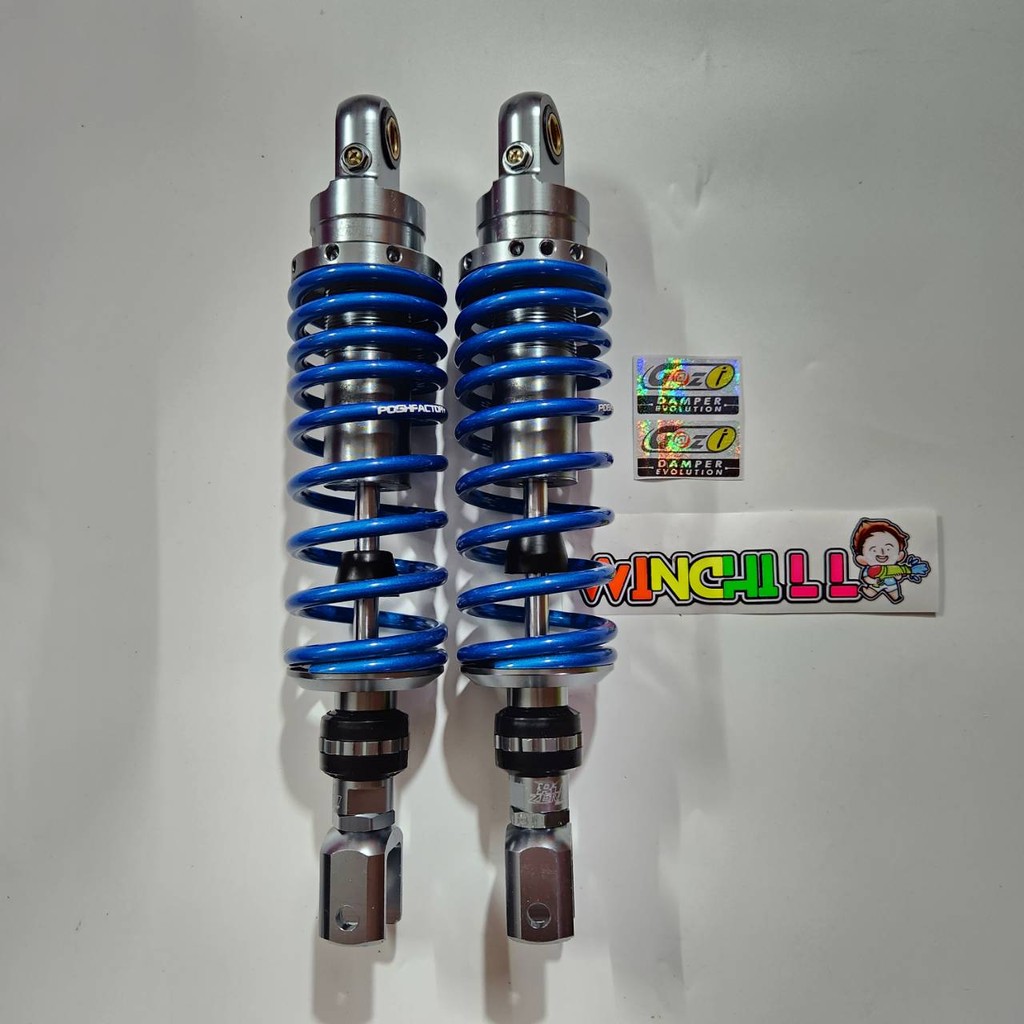 ZERN8.1 โช้คหลัง PCX / XMAX / NMAX สีน้ำเงินแก้ว 300 มิล ZERN8.1 แก๊สกึ่งน้ำมัน + สติ๊กเกอร์SAJA