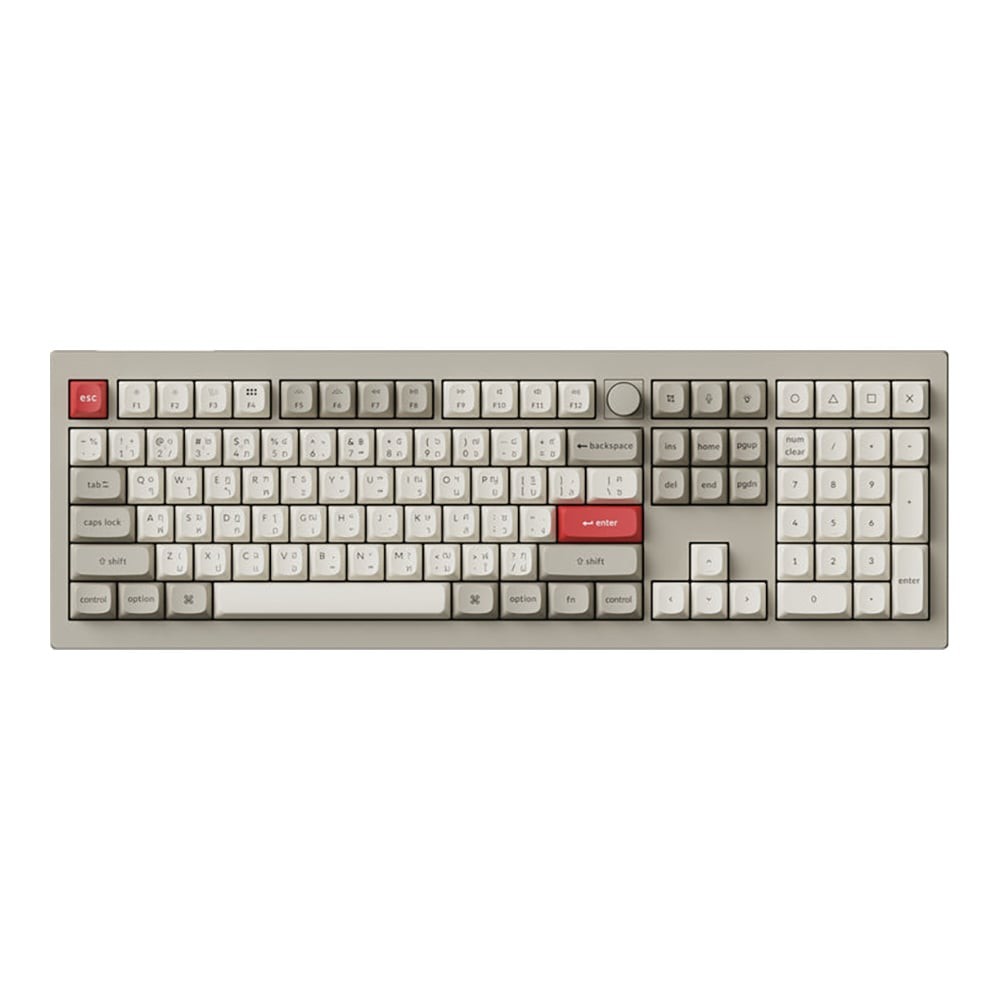 WIRELESS KEYBOARD (คีย์บอร์ดไร้สาย) KEYCHRON V6 MAX QMK/VIA RED SWITCH RGB EN/TH - RETRO (V6M-R1-TH)