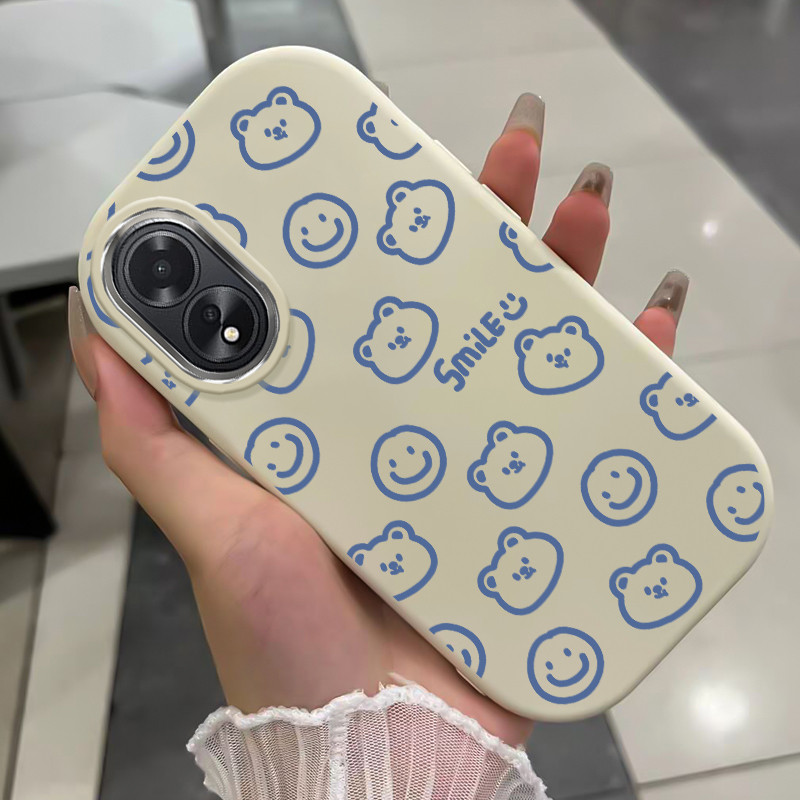 เคสสำหรับ OPPO A18 A38 เคสโทรศัพท์หมีกระต่ายกันกระแทกกลมและอ้วน