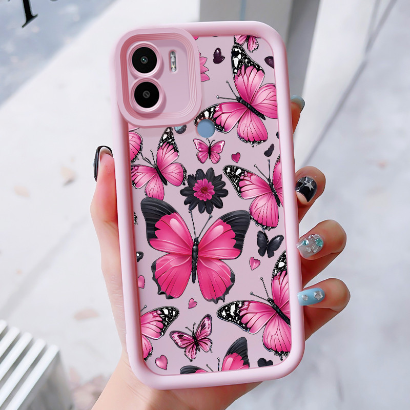 เคสสำหรับ Xiaomi Redmi A1+ A2+ A1 Plus A2 Plus POCO C50 C51 เคสโทรศัพท์มีสีสันผีเสื้อสามสีซิลิโคนกันกระแทก