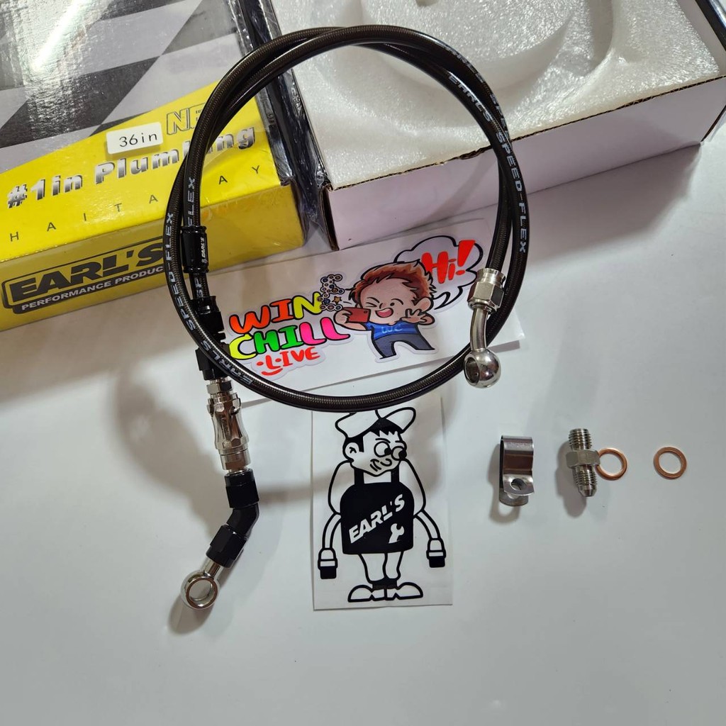 EARLS สายเบรค สแตนเลส สายปลดวาล์ว แท้100% หัว 46 ยาว 36นิ้ว หัวกลม+หัวบิ๊กกะโล่ ใส่ได้2แบบ+สติ๊กเกอร์ WAVE110i / GIORNO