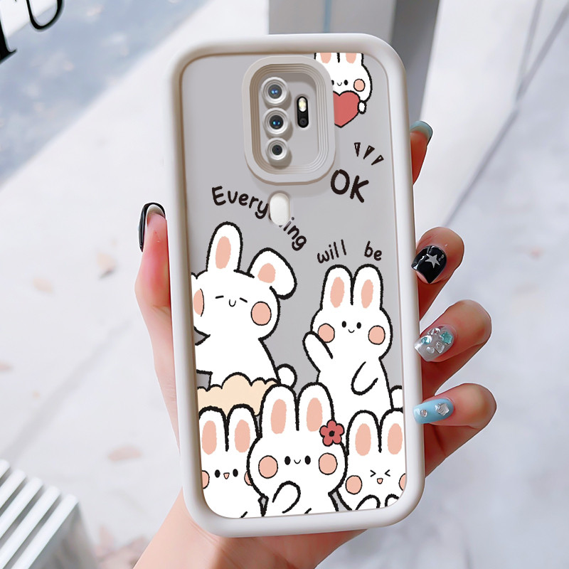 เคสสำหรับ OPPO A5 2020 A9 2020 เคสโทรศัพท์หมีกระต่ายสามสีซิลิโคนกันกระแทก