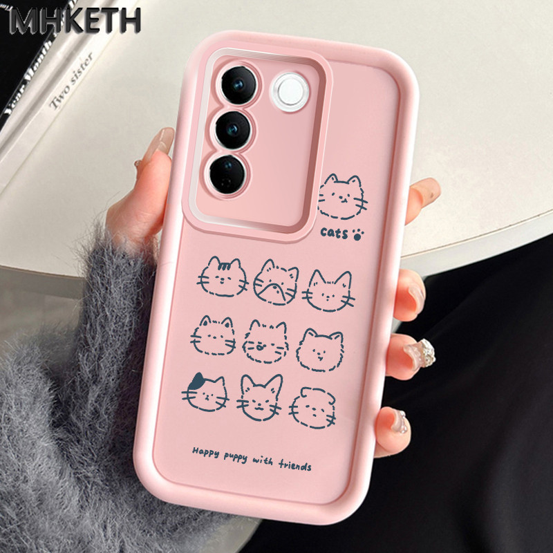 MHKEID เคสสำหรับ VIVO V27 5G V27 Pro 5G S16 5G S16 Pro 5G เคสป้องกันโทรศัพท์ตกรูปอวตารแมวน่ารัก