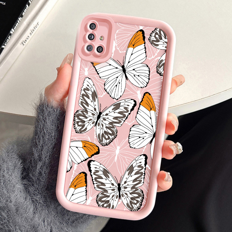 เคสสำหรับ Samsung Galaxy A51 M40s เคสโทรศัพท์ผีเสื้อสามสีซิลิโคนกันกระแทก