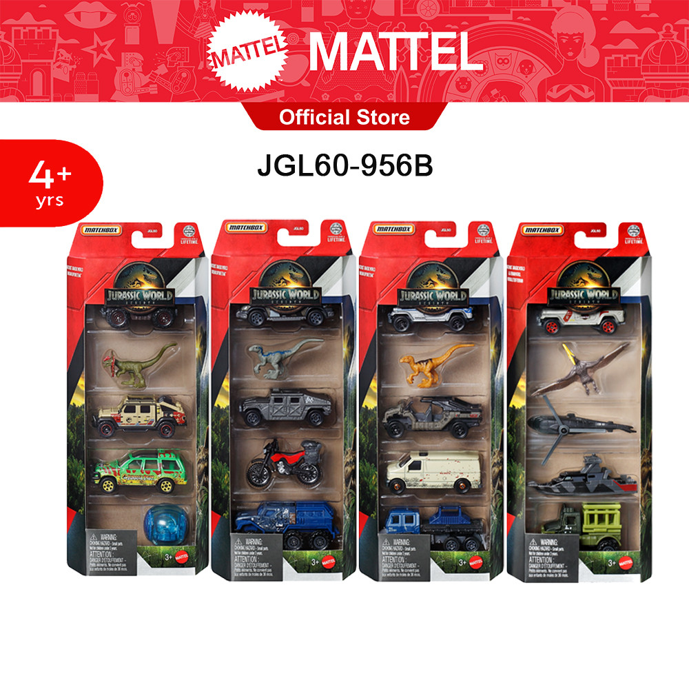 Jurassic World Rebirth Matchbox 5-Pack Asst รถแม็ตช์บ๊อกซ์ รุ่นจูราสสิคเวิลด์ แพ็ก 5 คัน คละแบบ JGL60