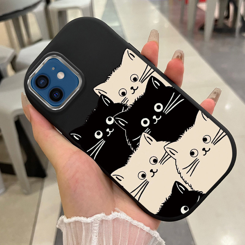เคสสำหรับ iPhone 14 14 Plus 14 Pro Max 13 Pro Max 12 Pro Max เคสโทรศัพท์แมวกันกระแทกกลมและอ้วน