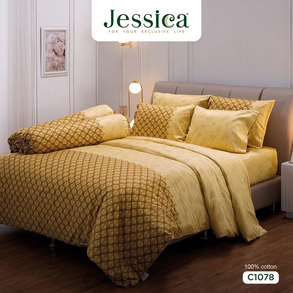 Jessica Cotton Silk Shine C1078 เจสสิก้า พิมพ์ลาย ชุดเครื่องนอน ผ้าปูที่นอน ผ้าห่มนวม ลวดลายได้อย่างสวยงาม