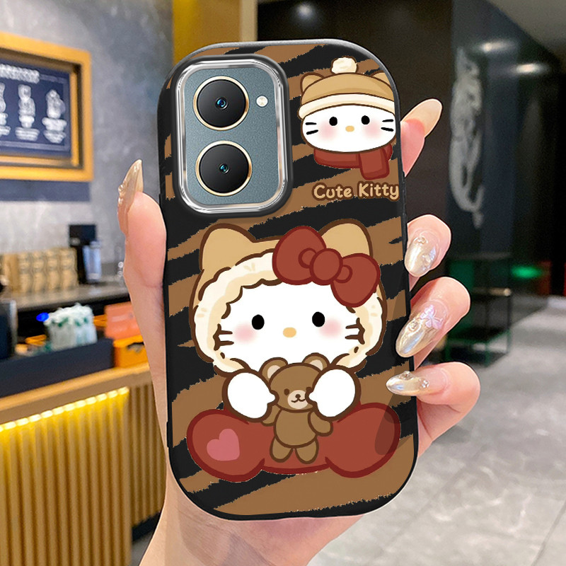 เคสสำหรับ VIVO Y03 Y03T Y18 Y18i Y18e Y18T Y37 5G Y28s 5G เคสโทรศัพท์แมวน่ารักกันกระแทกกลมและอ้วน