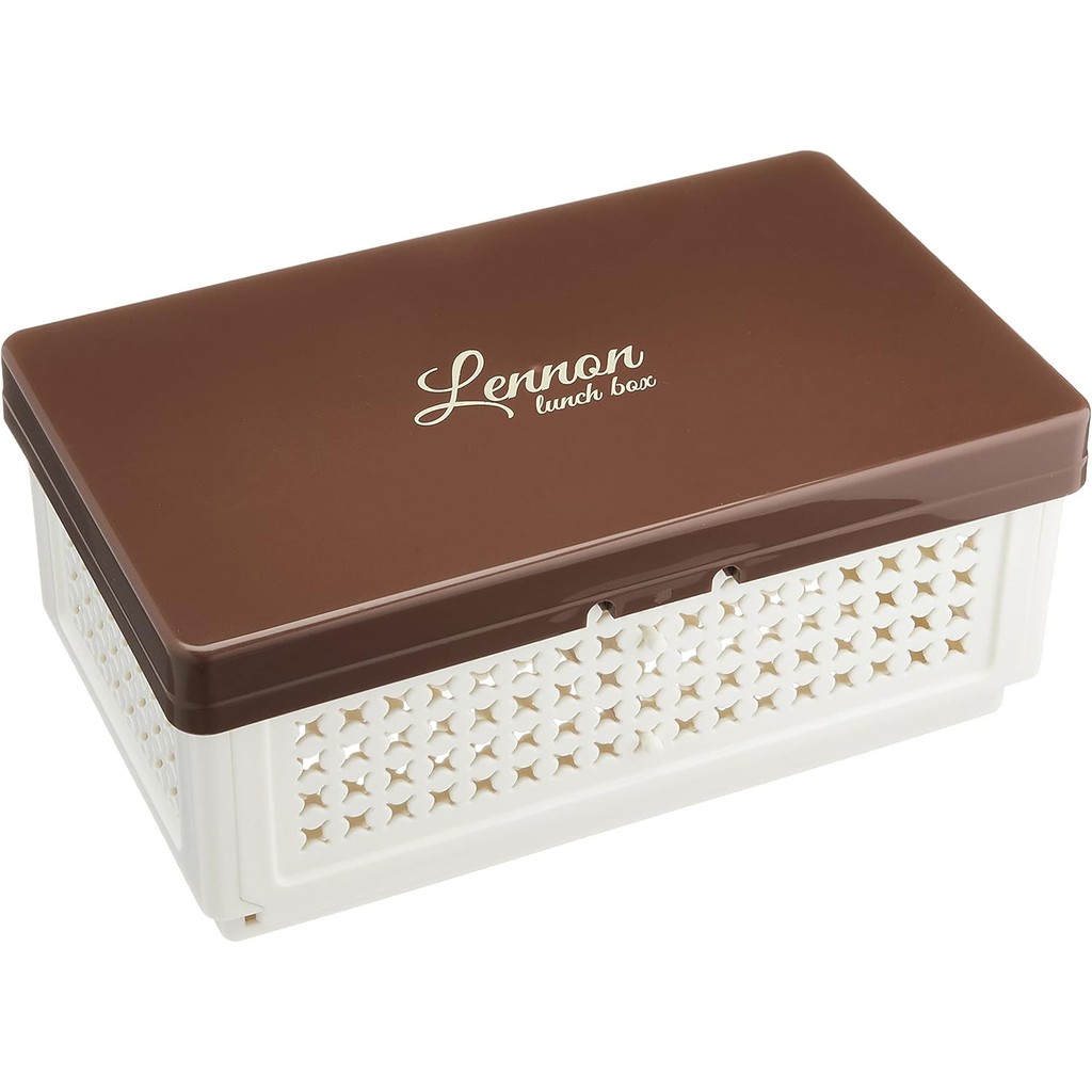 Pearl Metal Lennon Folding Lunch Box with Dividers, Brown, Made in Japan; When in Use: Width 6.9 x D
