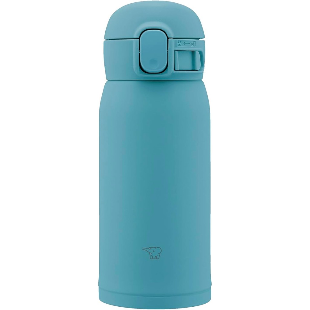 Zojirushi SM-WS36-GM Water Bottle, Seamless 12.2 fl oz (360 ml), One Touch Stainless Steel Mug, Aqua