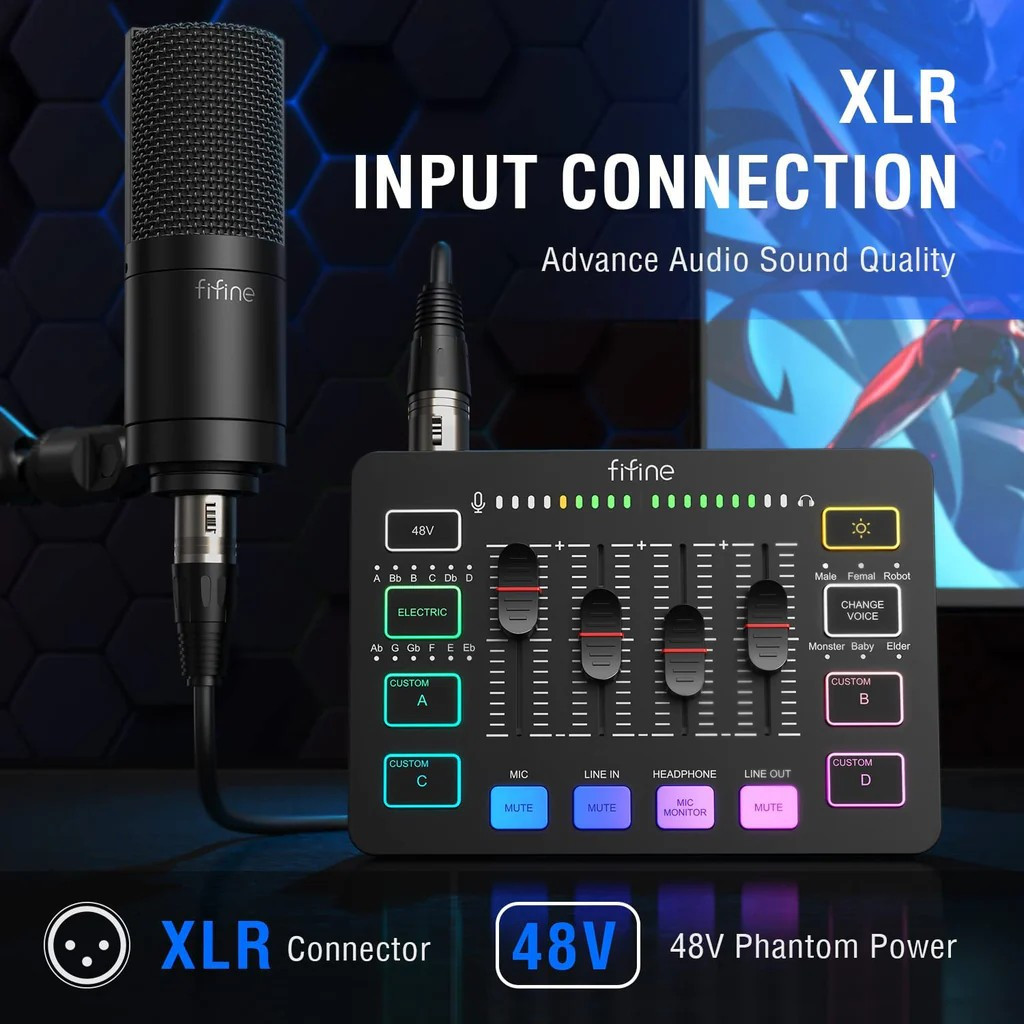 มิกเซอร์ FIFINE SC3 AMPLIGAME MIXER สีขาว ขนาดพกพา_5
